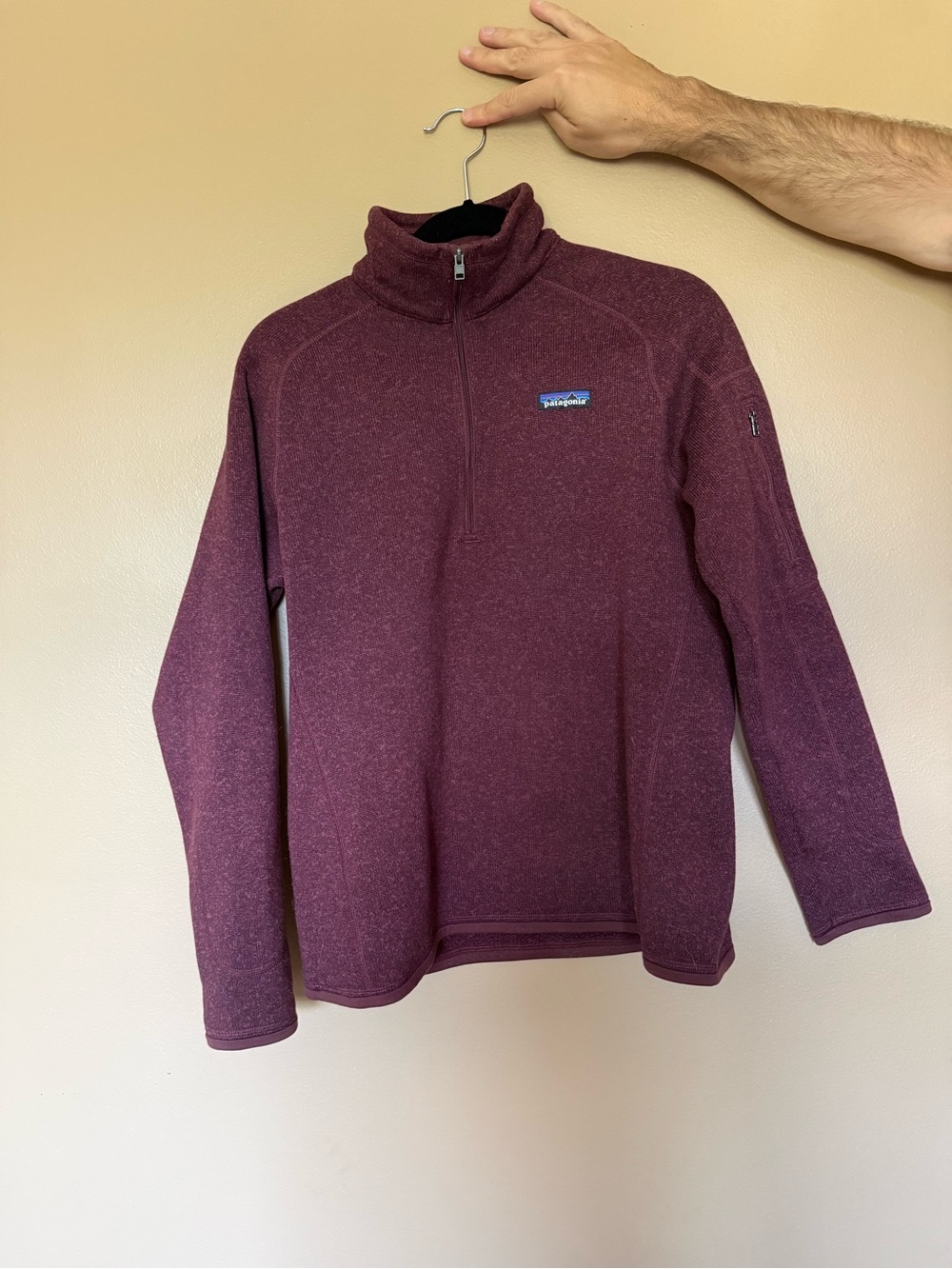 Patagonia women’s Half-Zip Pullover Sweater in Burgundy